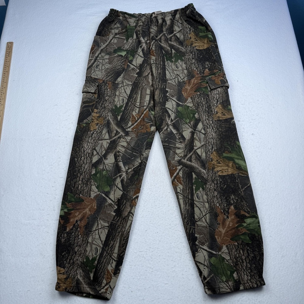 Vintage Liberty Sweatpants Mens XL Brown Camo Fleece Cargo Hunting Outdoor